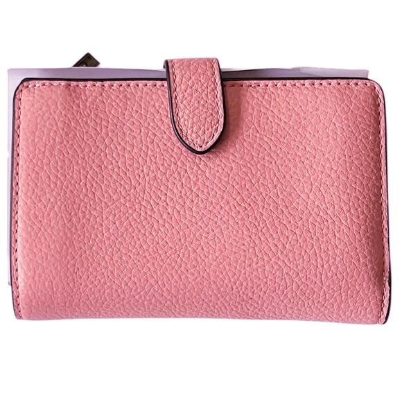 Kate Spade Leila Medium Compact Bifold Wallet Pebbled Leather Peachy Rose NWT - Picture 11 of 12